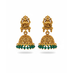 Antique Gold Lakshmi Temple Jhumka Earrings