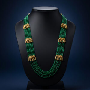 Royal Elephant Emerald Green Bead Necklace