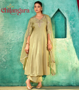 Pista Green 3-Piece Panel Cut Suit Set