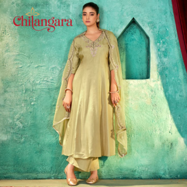 Pista Green 3-Piece Panel Cut Suit Set