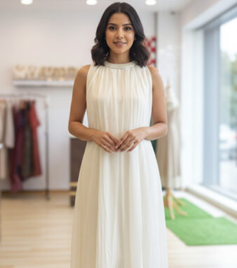 Soft Georgette Halter Neck Maxi Dress