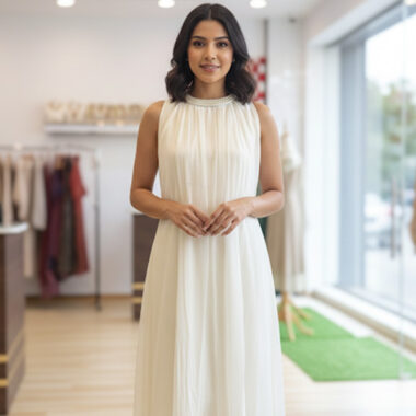 Soft Georgette Halter Neck Maxi Dress