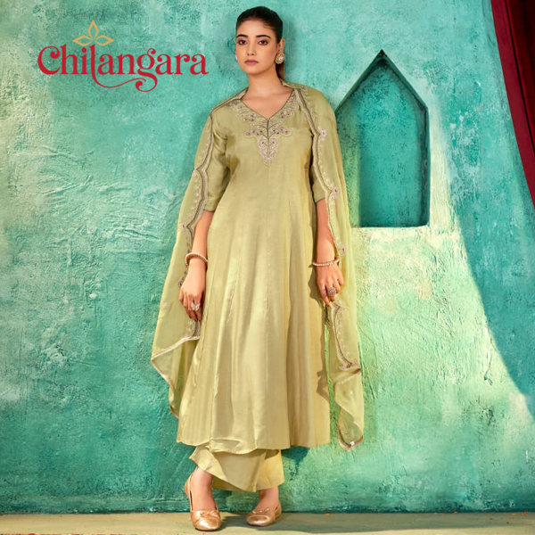 Pista Green 3-Piece Panel Cut Suit Set