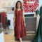 Ajrakh V-Neck Midi Dress for Women